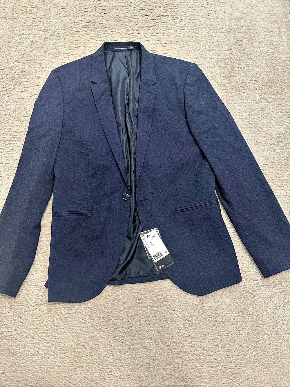 H&M Single-Breasted Suit Jacket Men's Blue Blazer 40R NWT